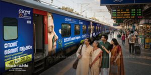 Ascent ENT Hospital exterior train branding advertisement