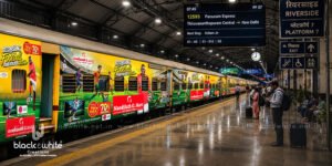 Nandilath G-Mart exterior train branding advertisement
