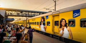 SKEI exterior train branding advertisement