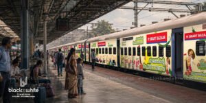 Smart Bazaar exterior train branding advertisement