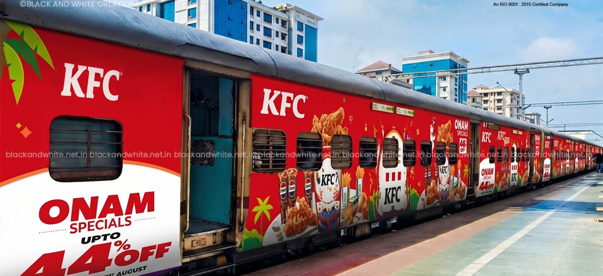 KFC exterior train branding campaign by Black and White Creations in India