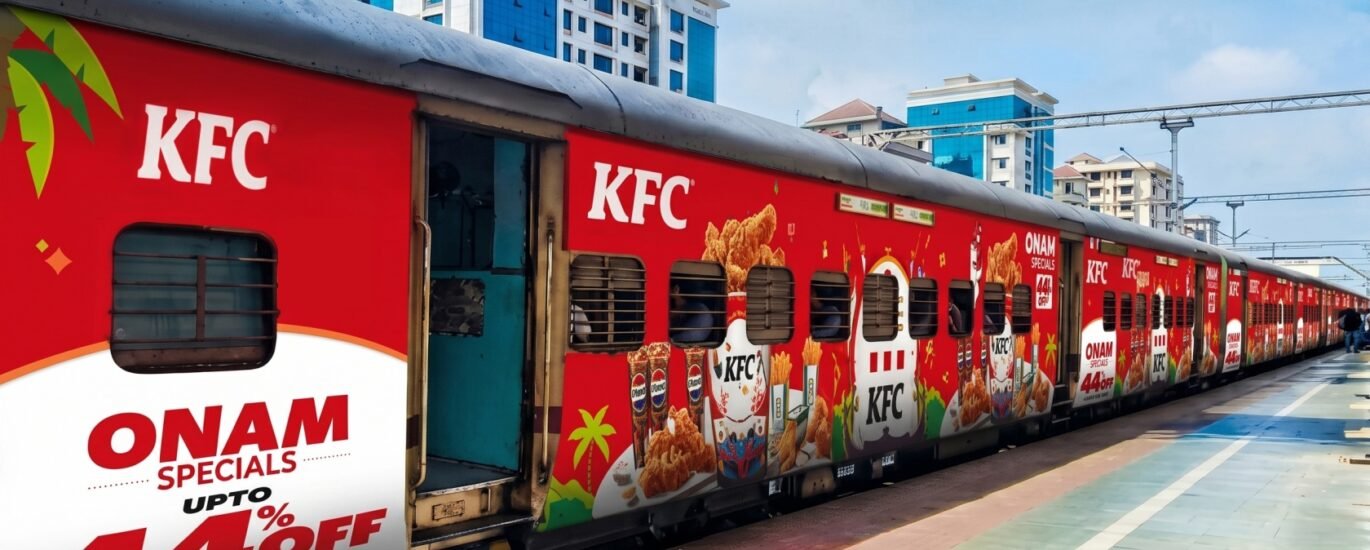 KFC exterior train branding campaign by Black and White Creations in India