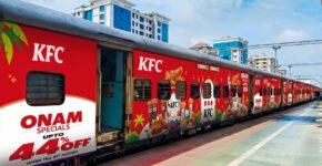 KFC exterior train branding campaign by Black and White Creations in India