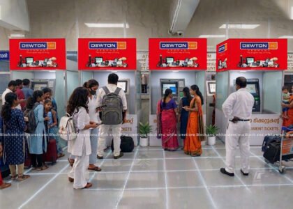 ATVM cubicle branding at railway stations for advertising to passengers in Kerala and Tamil Nadu.