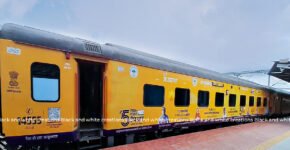 Train branding on an Indian passenger train compared with traditional outdoor billboard advertising.