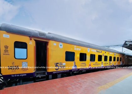 Train branding on an Indian passenger train compared with traditional outdoor billboard advertising.